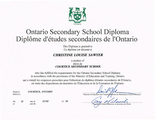 Ontario Secondary School Diploma - Diplôme d'études secondaires de l'Ontario (DESO)