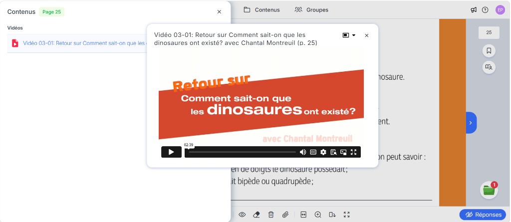 Vidéo pédagogique intégrée - Sciences de la nature